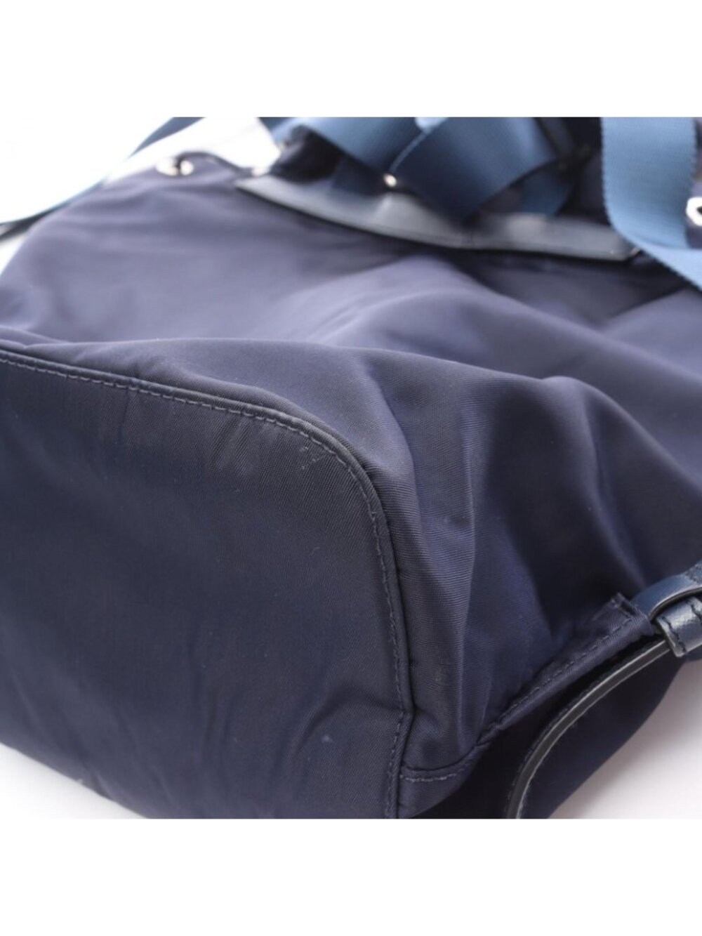 Prada Backpack Navy Nylon Saffiano Leather Triangle Logo - Picture 8 of 12